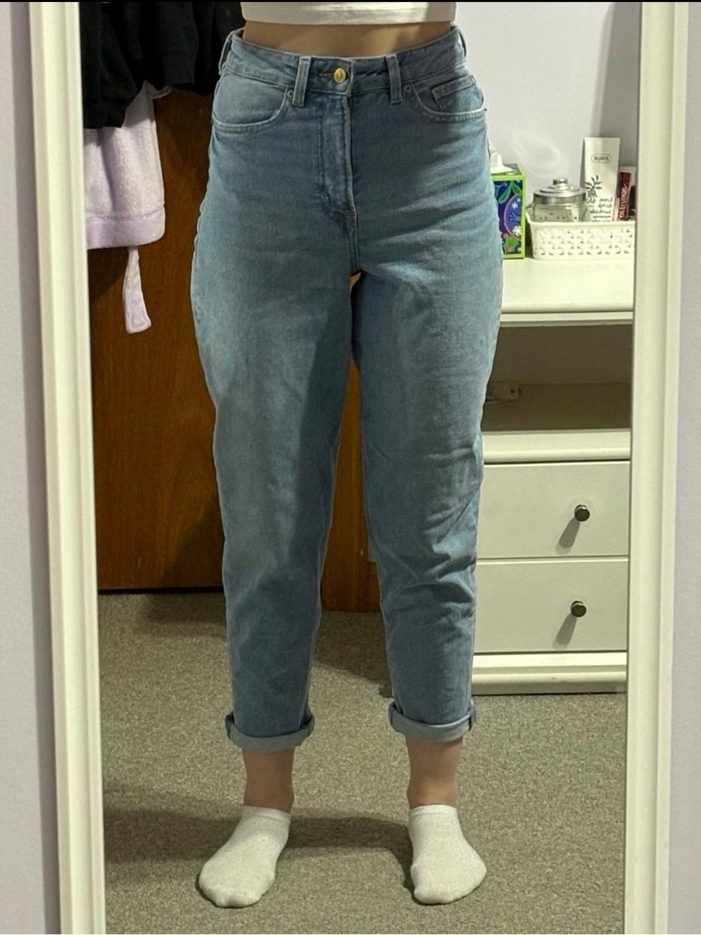 H&M High-Rise Medium Wash Mom Jeans